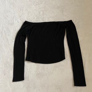 Black XS crop off shoulder long sleeve top
